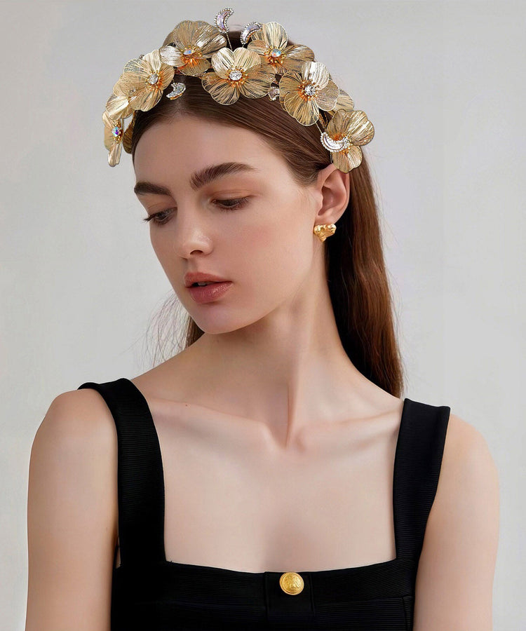 Vogue Gold Alloy Floral Zircon HairPiece - Omychic
