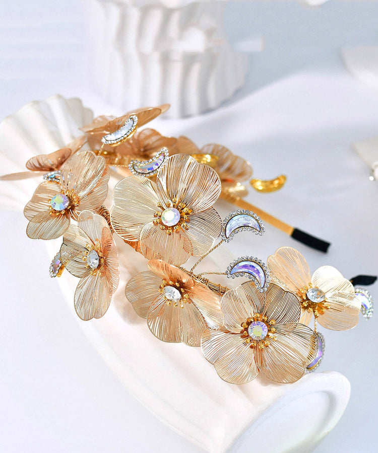Vogue Gold Alloy Floral Zircon HairPiece - Omychic