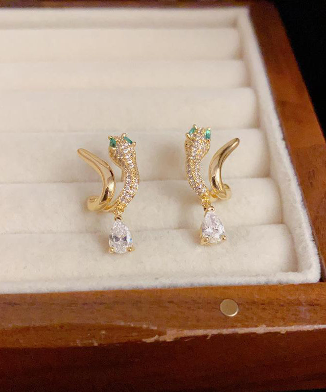 Vogue Gold Copper Alloy Zircon Serpentine Drop Earrings