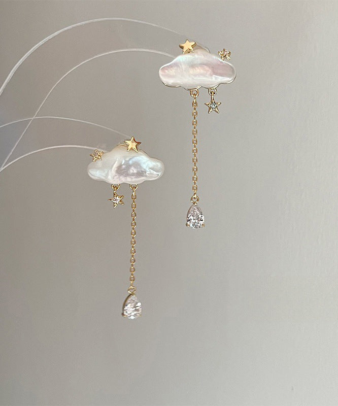Vogue Gold Copper Overgild Cloud Raindrop Tassel Drop Earrings