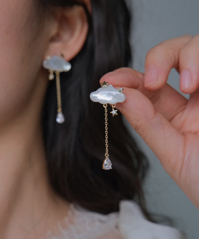 Vogue Gold Copper Overgild Cloud Raindrop Tassel Drop Earrings