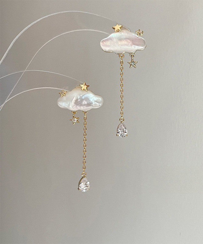 Vogue Gold Copper Overgild Cloud Raindrop Tassel Drop Earrings