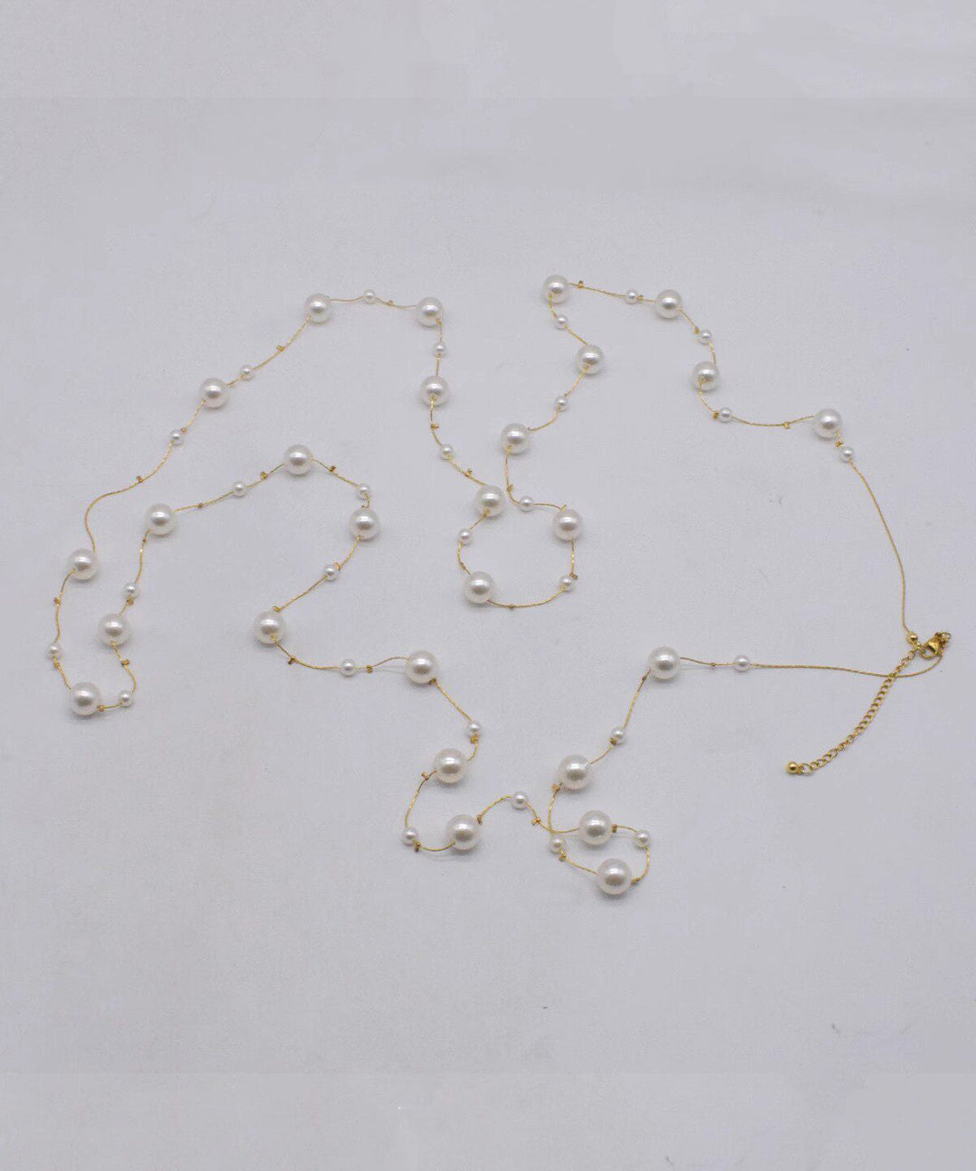 Vogue Gold Copper Overgild Pearl Beading Tassel Gratuated Bead Necklace