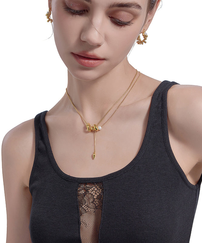 Vogue Gold Copper Overgild Pearl Pendant Necklace