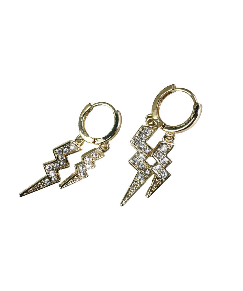 Vogue Gold Copper Overgild Zircon Lightning Hoop Earrings