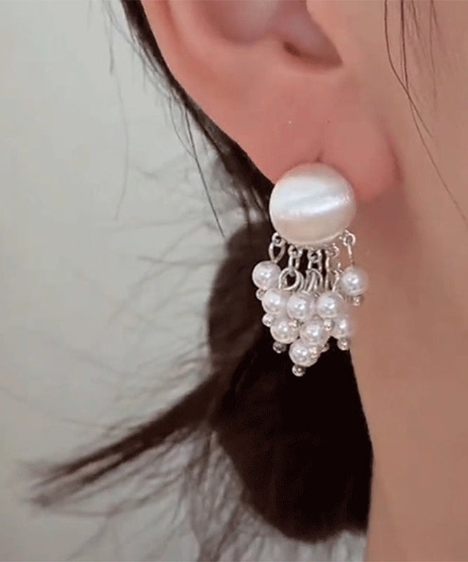 Vogue Gold Metal Pearl Tassel Drop Earrings