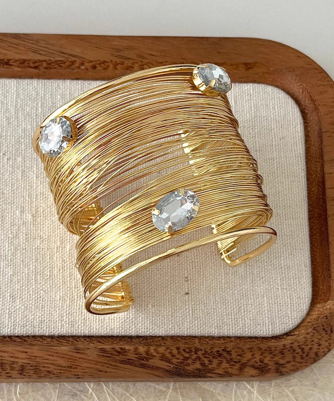 Vogue Gold Sterling Silver Overgild Zircon Cuff