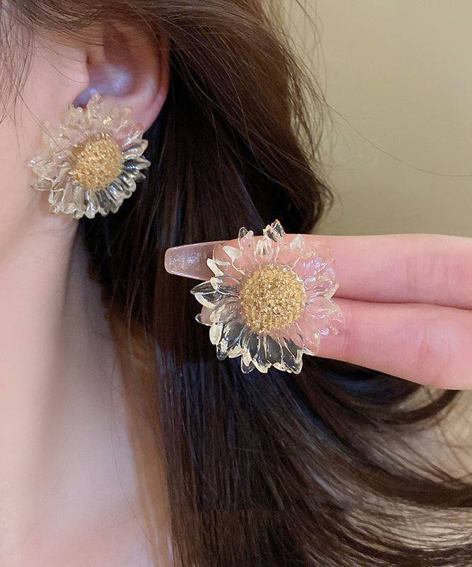 Vogue Nude Alloy Acrylic Sunflower Stud Earrings