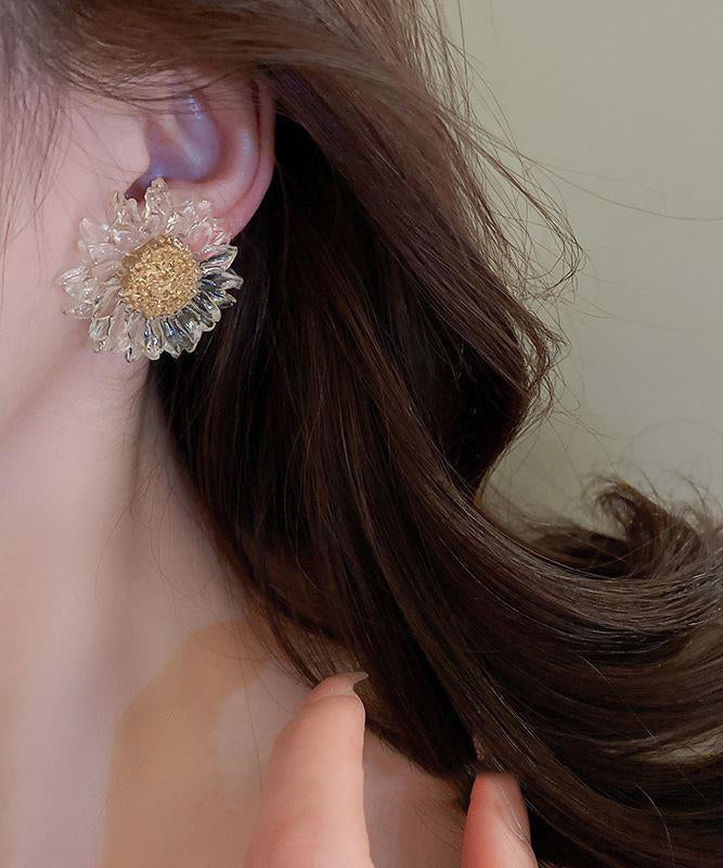 Vogue Nude Alloy Acrylic Sunflower Stud Earrings