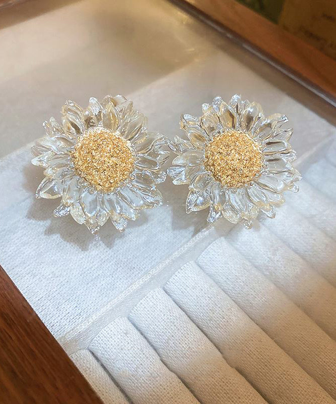 Vogue Nude Alloy Acrylic Sunflower Stud Earrings