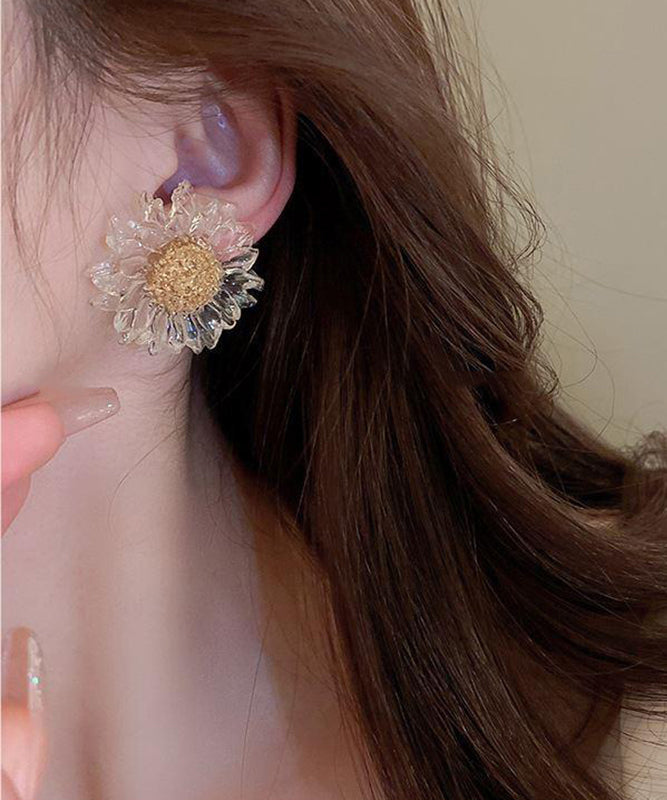 Vogue Nude Alloy Acrylic Sunflower Stud Earrings