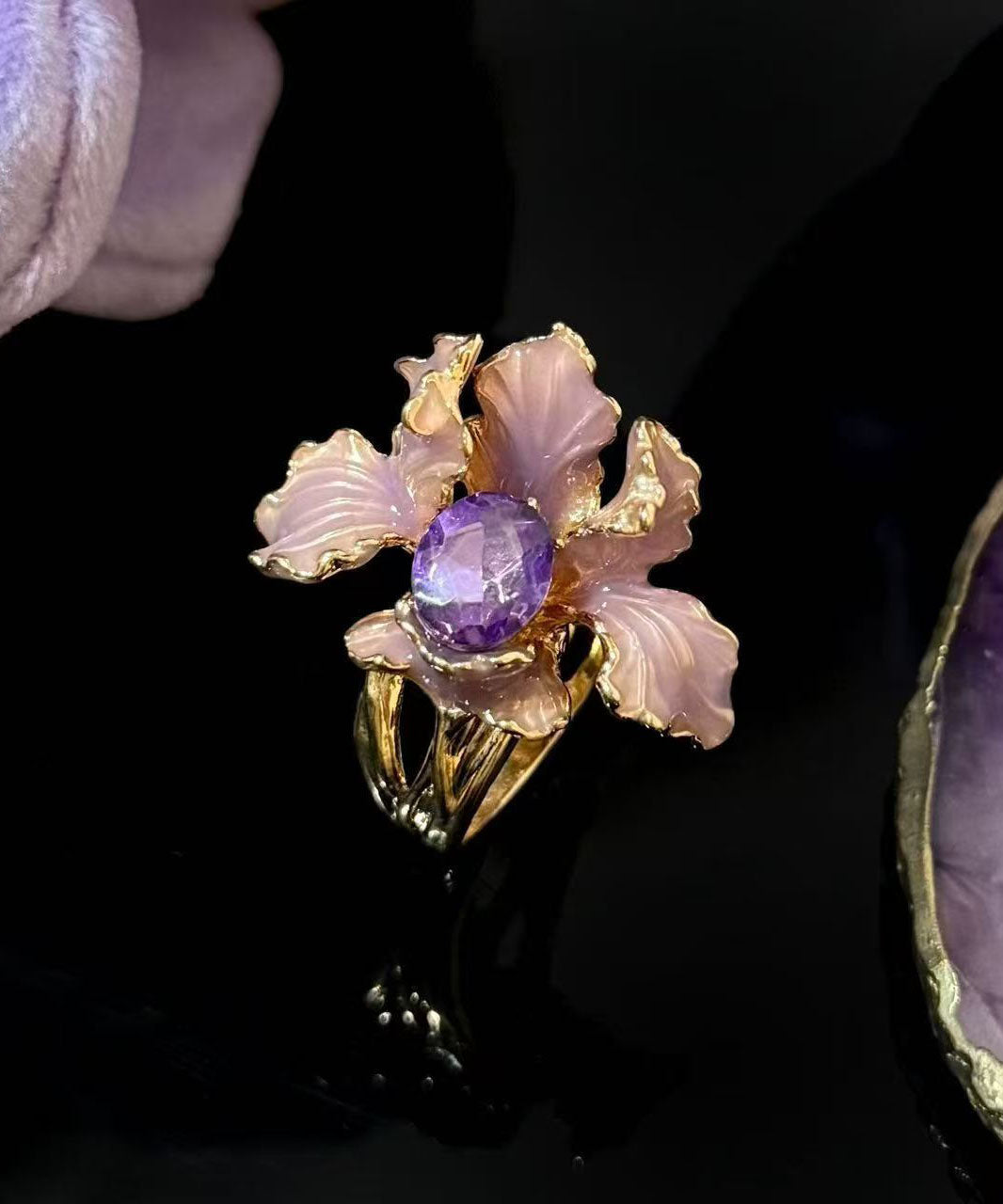 Vogue Purple Alloy Zircon Iris Gem Stone Rings