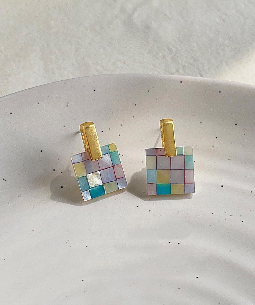 Vogue Rainbow Copper Overgild Shell Stud Earrings