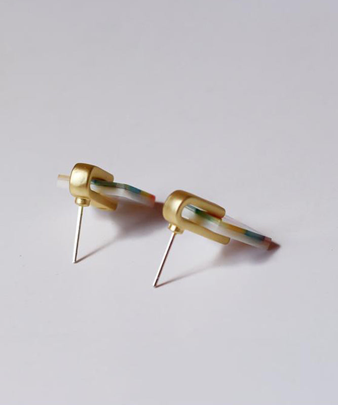 Vogue Rainbow Copper Overgild Shell Stud Earrings