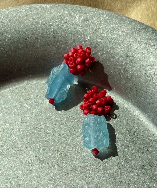 Vogue Red Alloy Gem Stone Beads Raspberry Stud Earrings