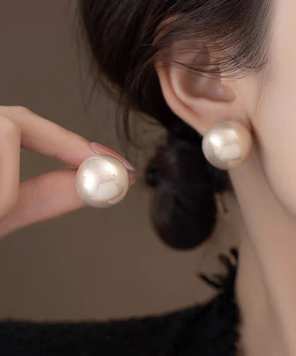 Vogue Red Copper Overgild Pearl Stud Earrings