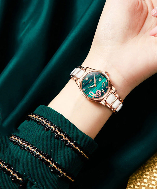 Vogue Rose Stainless Steel Zircon Ceramics Waterproof Watch