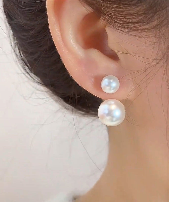 Vogue White Copper Overgild Pearl Stud Earrings