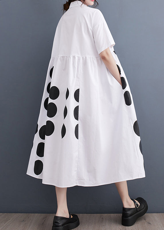 Vogue White Peter Pan Collar Dot Print Maxi Dress Summer