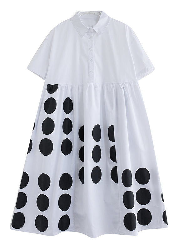 Vogue White Peter Pan Collar Dot Print Maxi Dress Summer