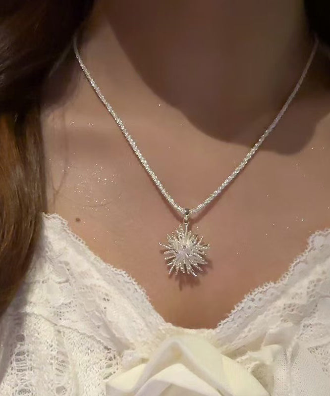 Vogue White Sterling Silver Zircon Fireworks Pendant Necklace