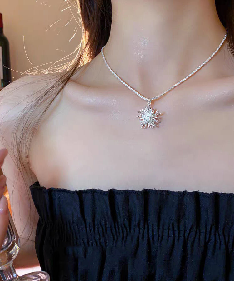 Vogue White Sterling Silver Zircon Fireworks Pendant Necklace