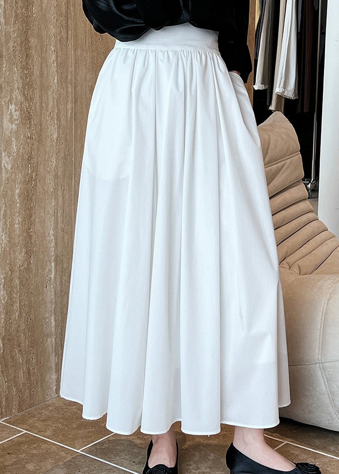 White Cotton Pleated Skirt Exra Large Hem Spring