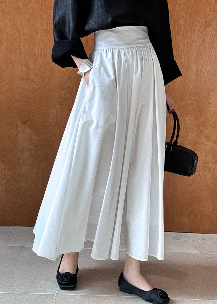 White Cotton Pleated Skirt Exra Large Hem Spring