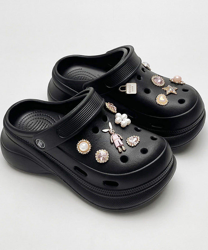 White Hollow Out Platform Flip Flops