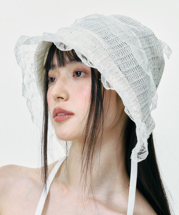 White Lace Summer Breathable Korean Style Hat