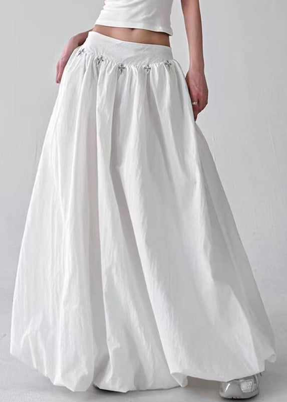 White Original Design Cotton Summer A Line Skirts High Waist