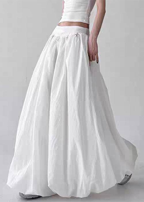 White Original Design Cotton Summer A Line Skirts High Waist