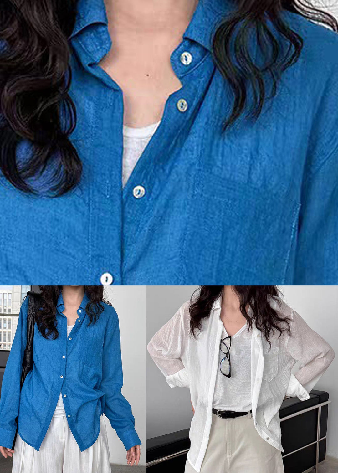 White Patchwork Peter Pan Collar Lantern Sleeve