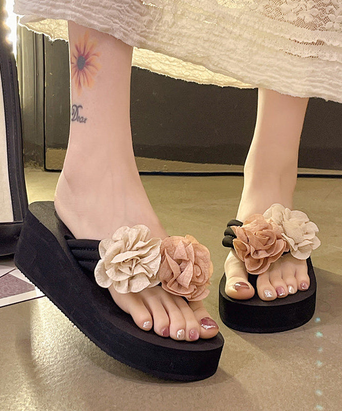White Platform Faux Leather 2026 DIY Flower Flip Flops