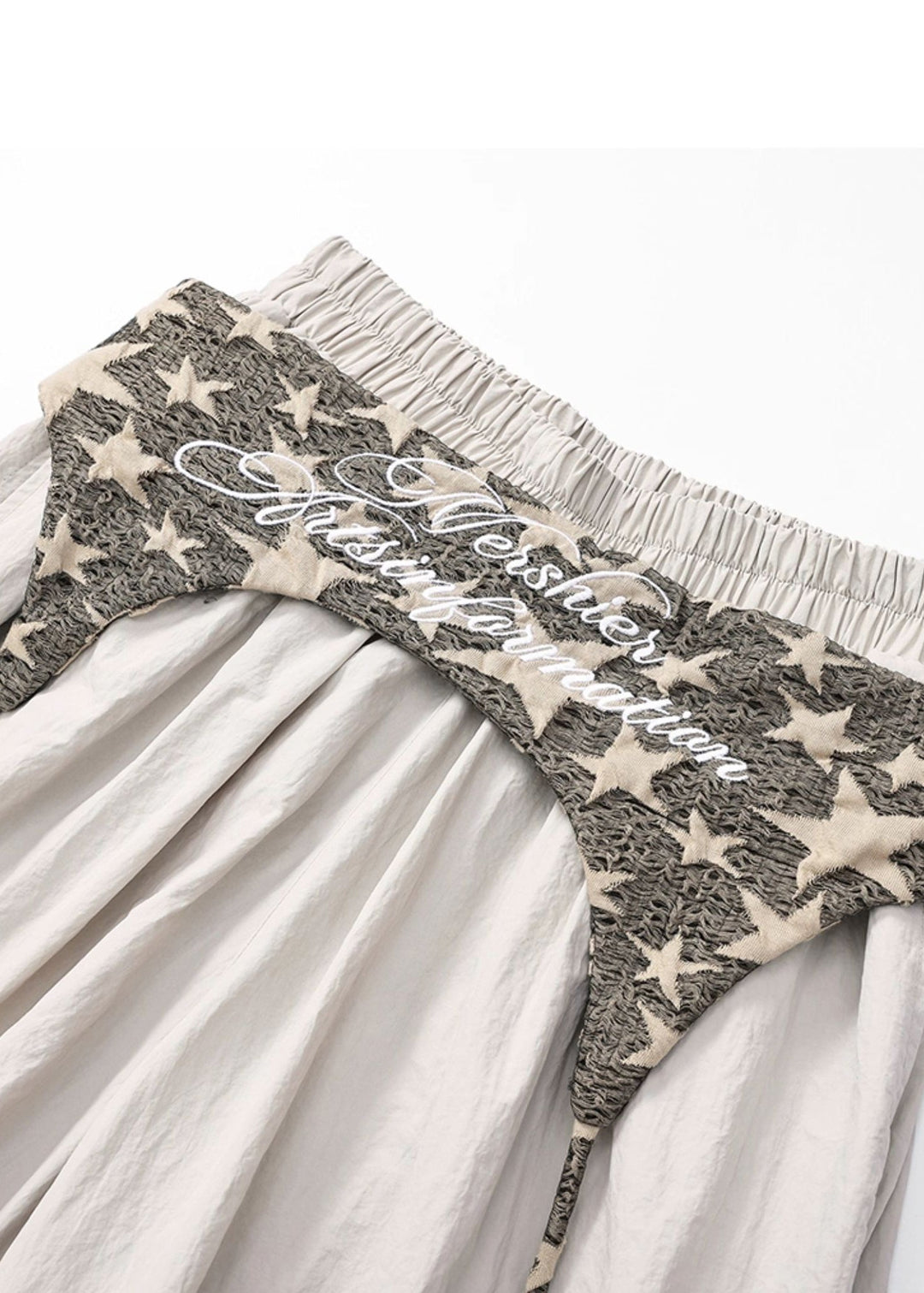 Women Apricot Oversized Wrinkled Spandex Wide leg Pants Spring