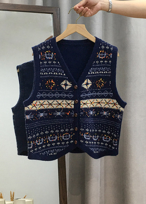 Women Apricot V Neck Button Knit Vest Tops Sleeveless