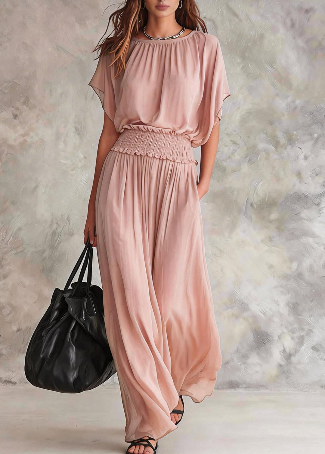 Women Army Green O Neck Patchwork Chiffon Dresses Summer - Omychic