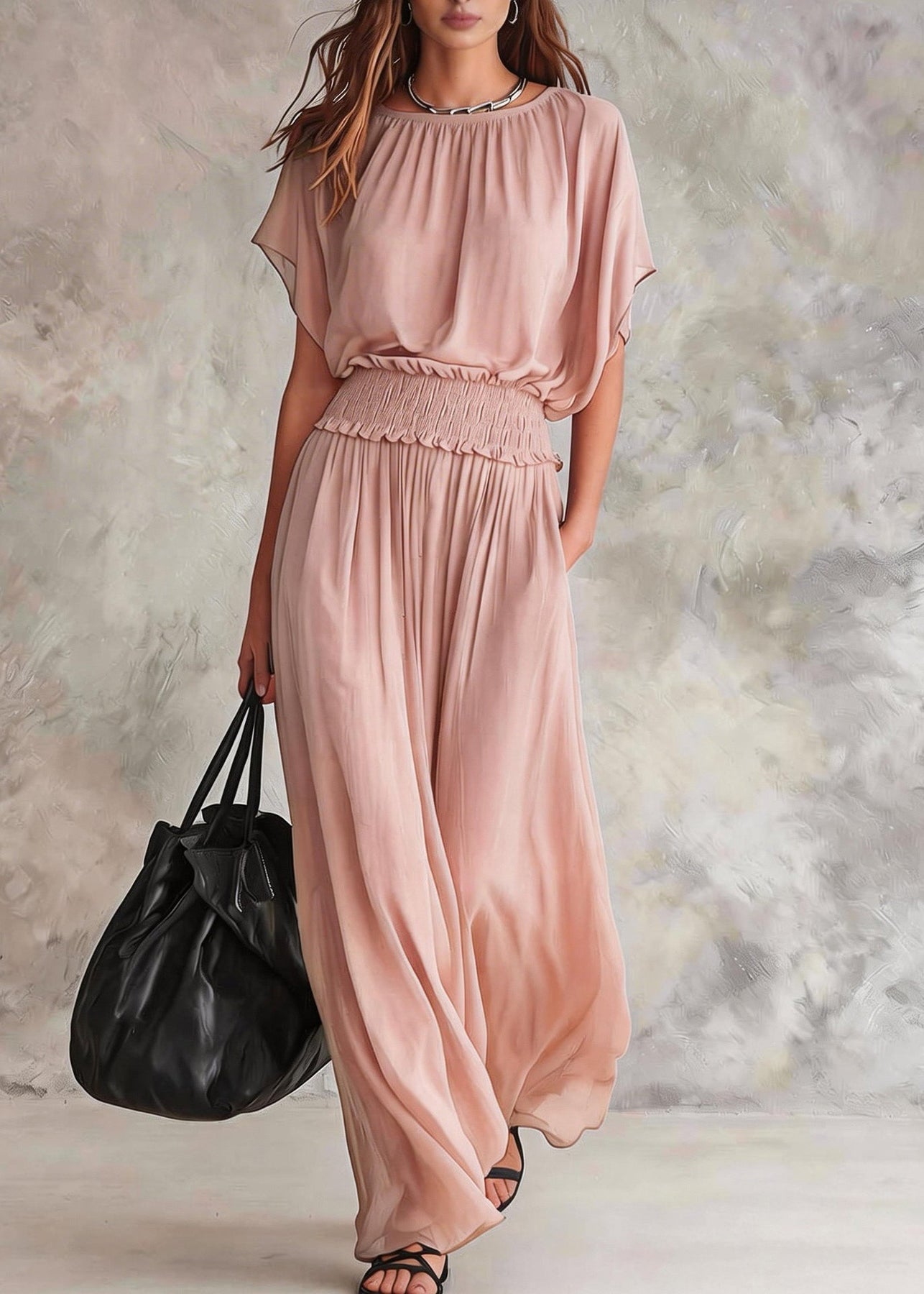 Women Army Green O Neck Patchwork Chiffon Dresses Summer - Omychic