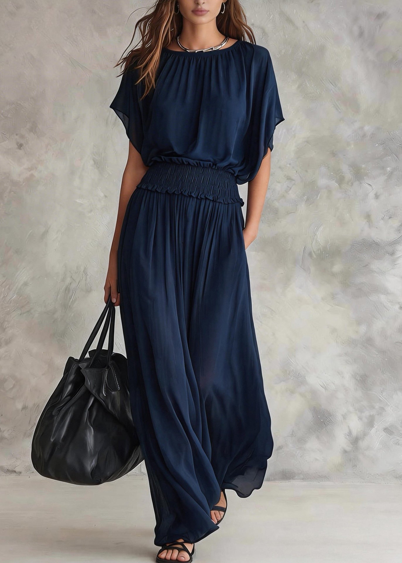 Women Army Green O Neck Patchwork Chiffon Dresses Summer - Omychic