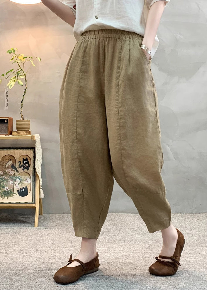Women Army Green Oversized Linen Harem Pants Summer