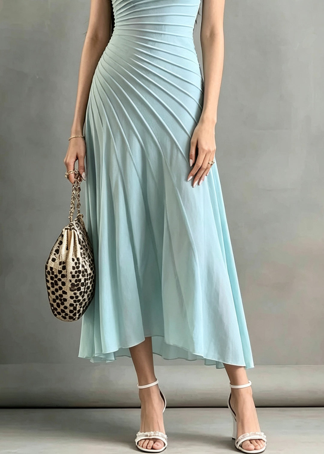 Women Asymmetrical Design Patchwork Knit Dresses Sleeveless