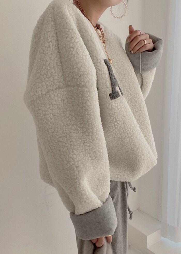 Women Beige Drawstring Cozy Solid Sweatshirt Batwing Sleeve