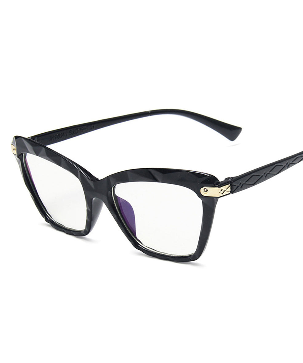 Women Black Alloy Resin Cat Eye Anti Blue Sunglasses