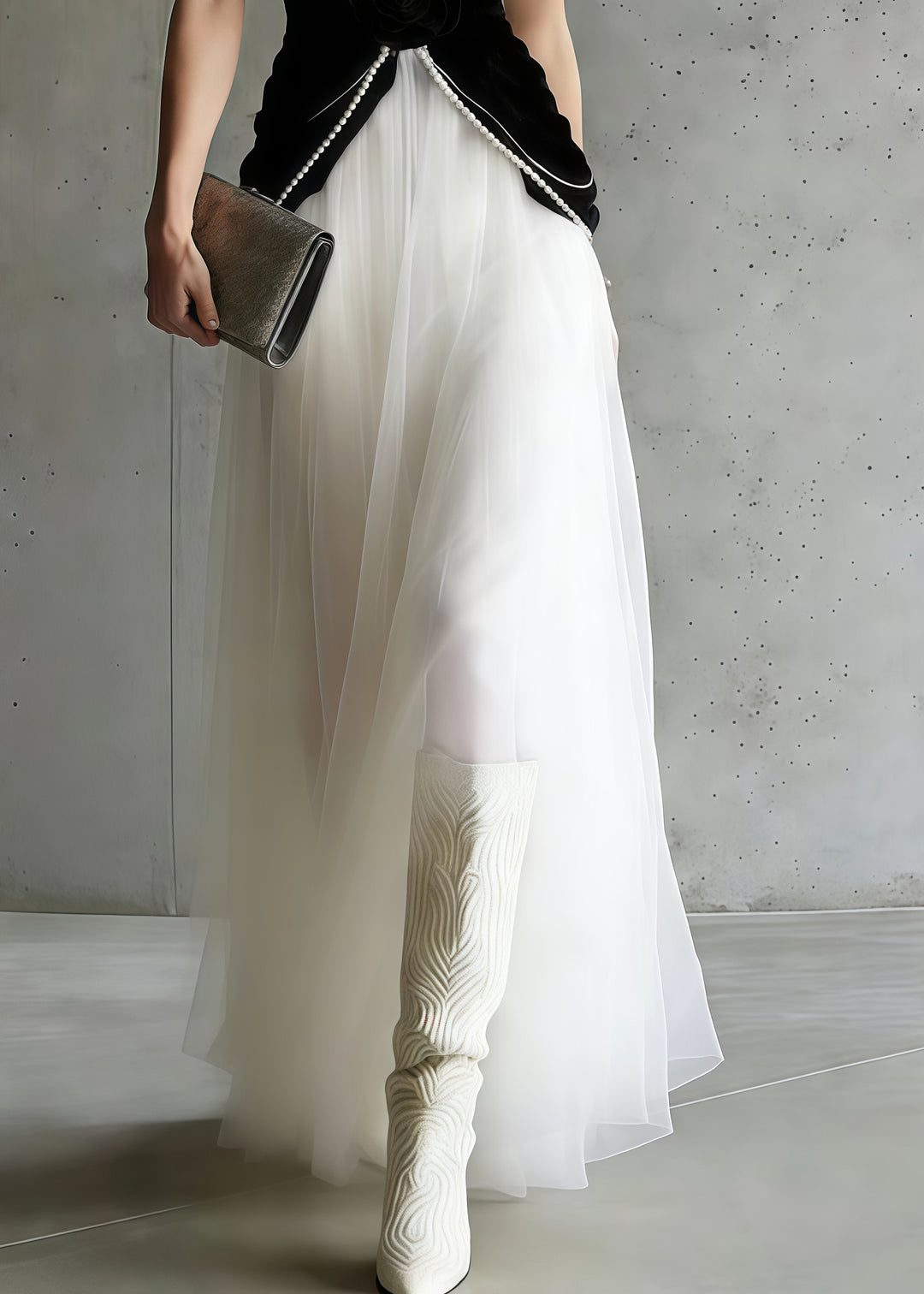 Women Black Halter Patchwork Tulle Flower Decorated Dinner Dress Sleeveless