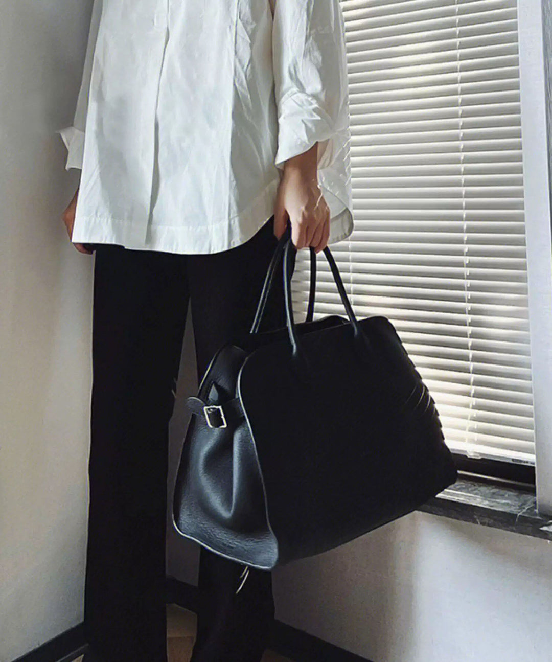 Women Black Large Capacity Faux Leather Tote Bag