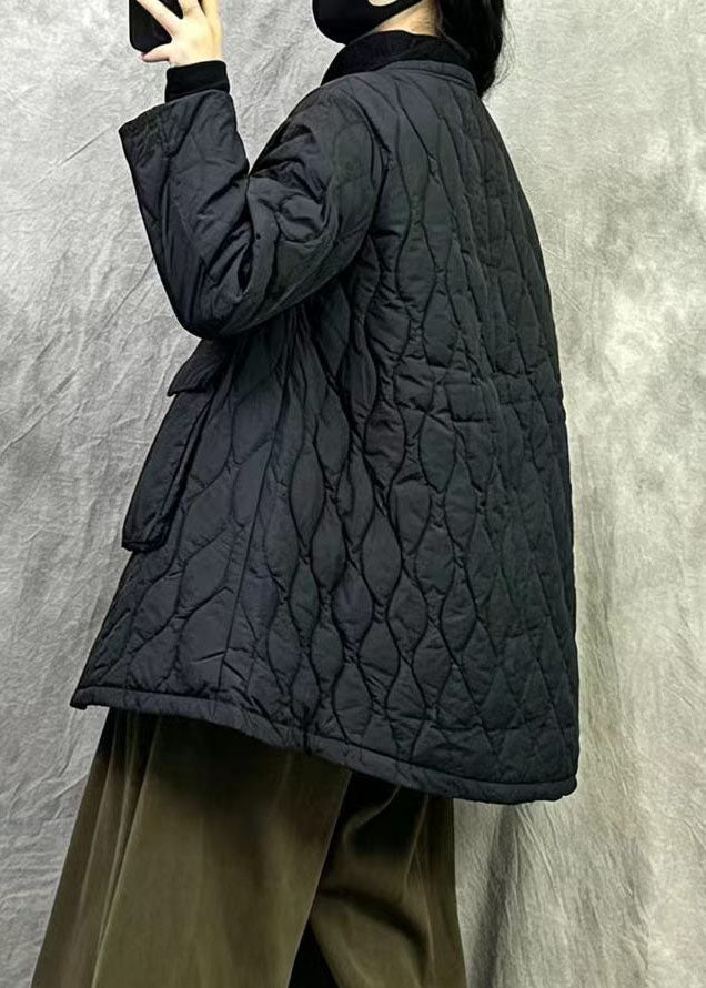 Women Black Oversized Pockets Duck Down Filled Parkas Winter