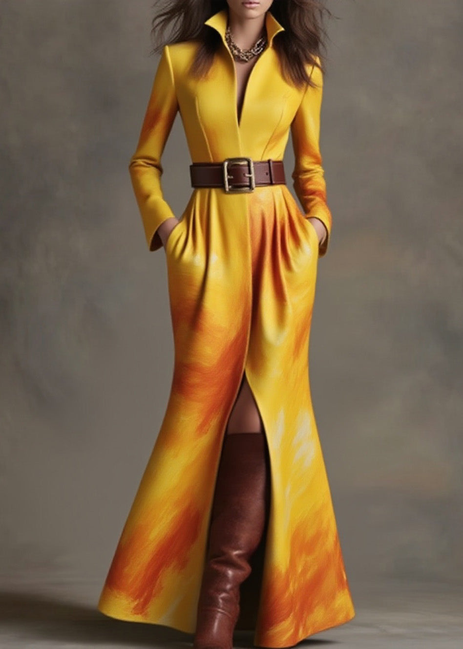 Women Black Print Front Open Cotton Long Dresses Spring