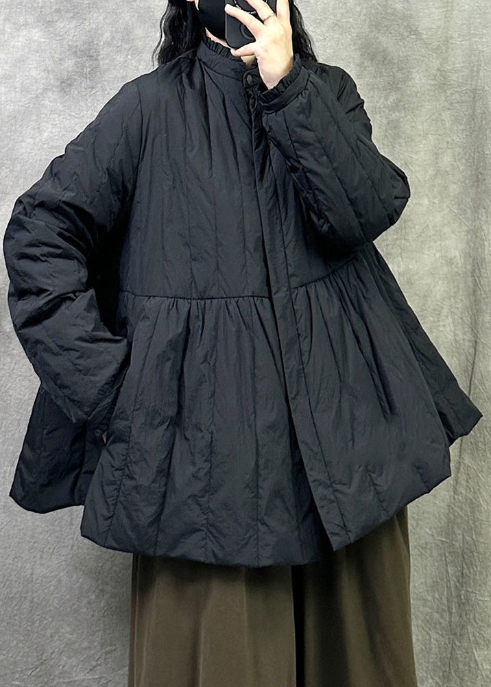 Women Black Stand Collar Patchwork Duck Down Canada Goose Jacket Winter
