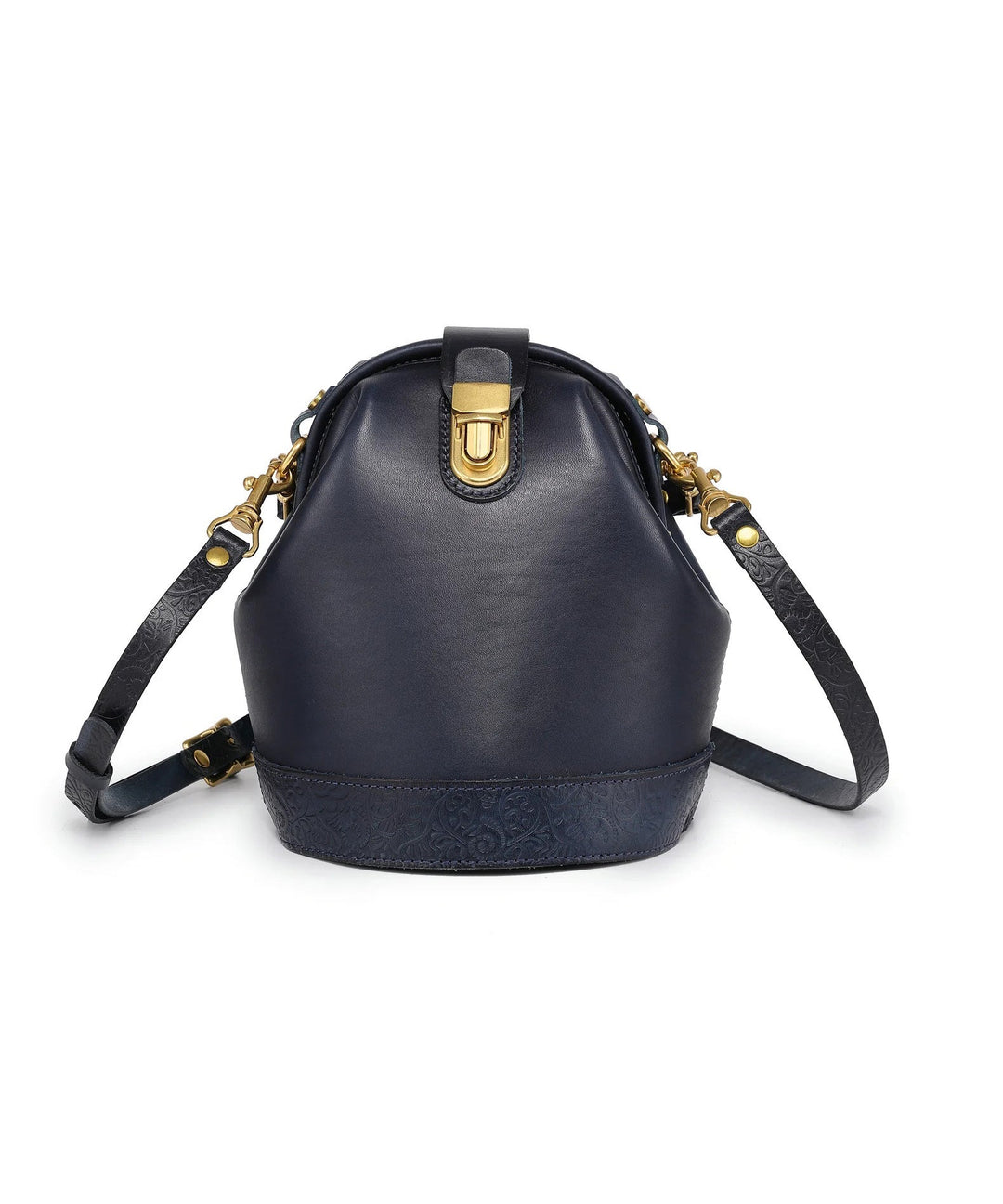 Women Black Versatile Durable Calf Leather Bucket Bag