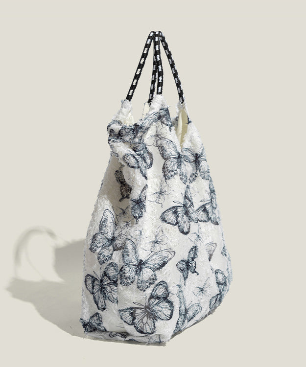 Women Blue Butterfly Large Capacity Canvas Tote Bags